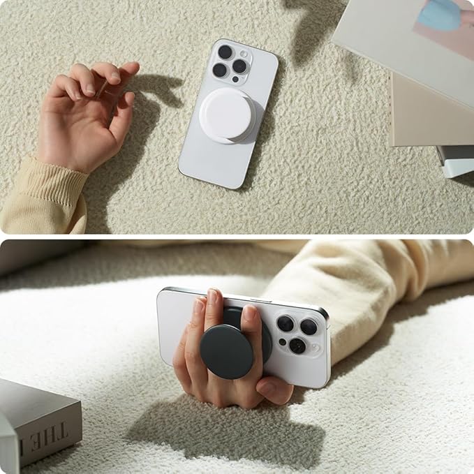 Sinjimoru for MagSafe Phone Grip, Soft Silicone Magnetic Finger Grip for iPhone 16/15/14/13/12, Comfortable One-Touch Holding, M-Tap Tok Lavender