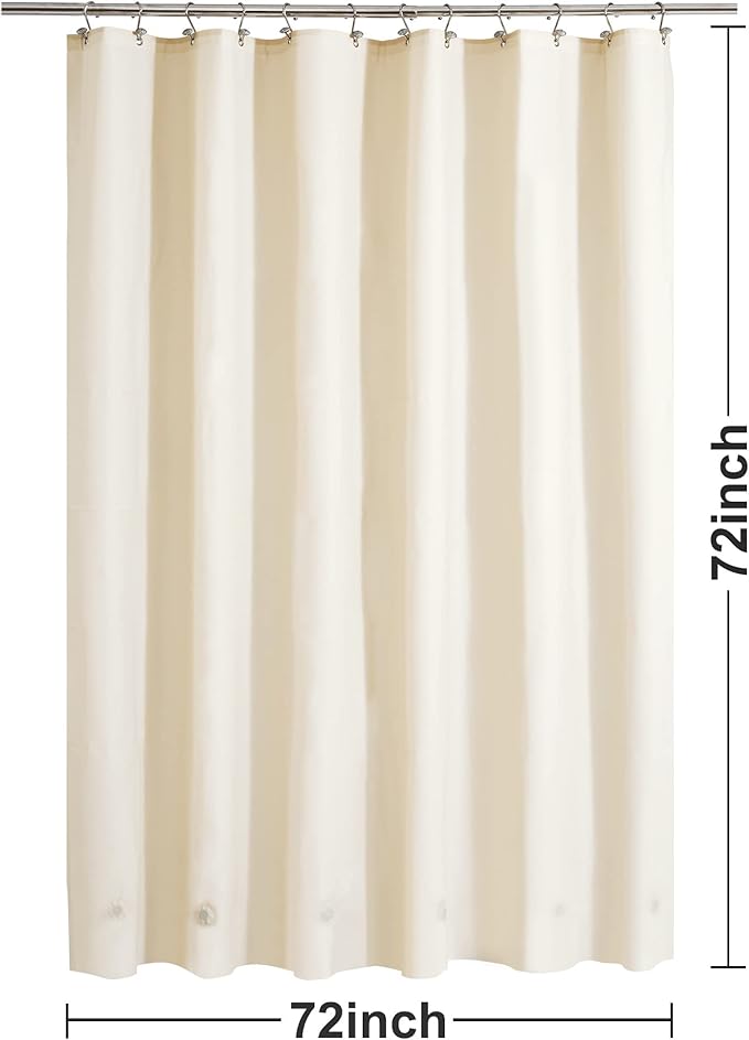 Barossa Design Beige Shower Curtain Liner with 6 Magnets - Waterproof PEVA Shower Liner for Bathroom, 72" x 72" Standard Size, PVC Free, Metal Grommets - Beige, 72x72