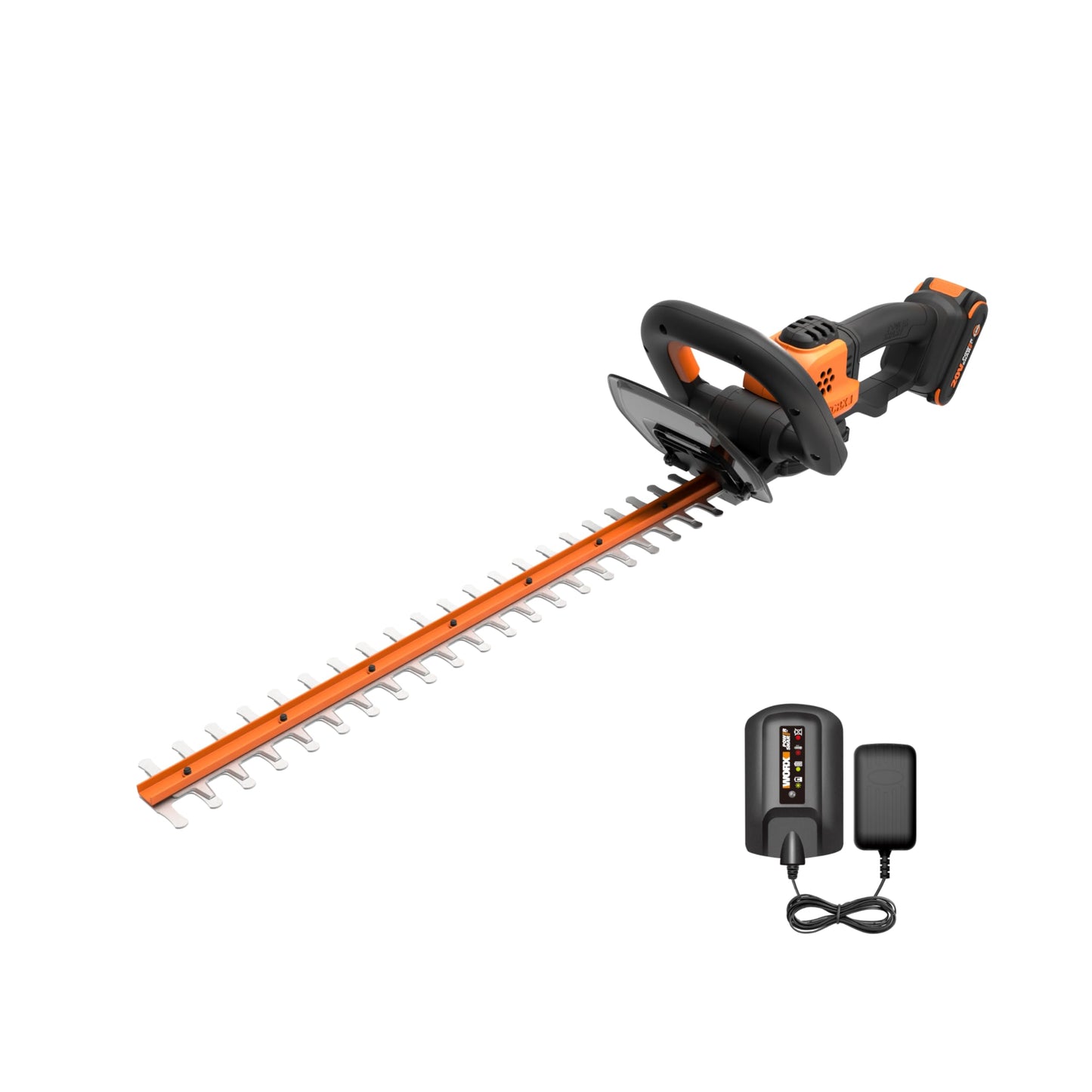 WORX 22" Cordless Hedge Trimmer, Electric Hedge Trimmer with Dual-Action Blades, Lightweight Bush Trimmer with 5.5 LBS, Battery & Charger Included, WG261