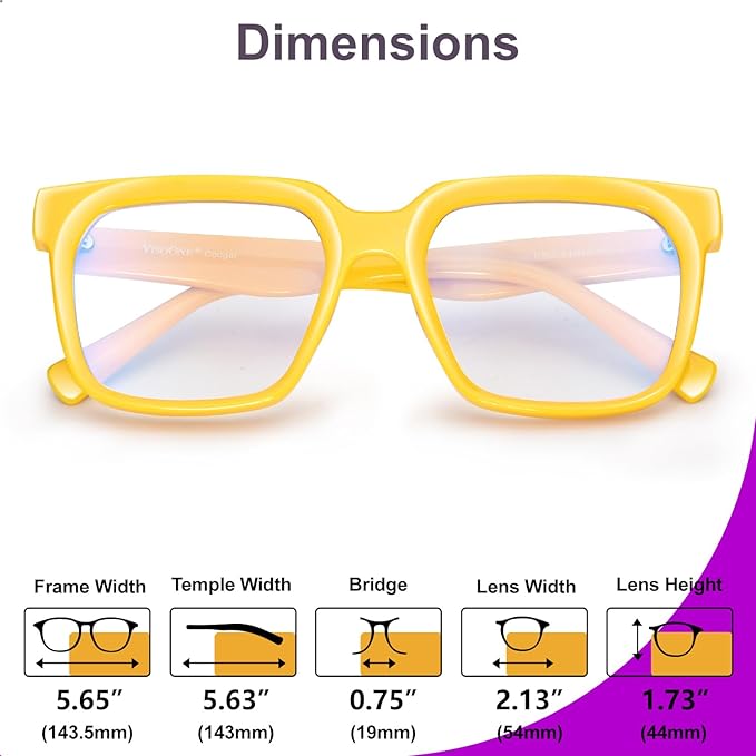 VISOONE Rectangle TR90 Blue Light Blocking Glasses Computer Eyewear with Preppy Look for Women and Men Cougar