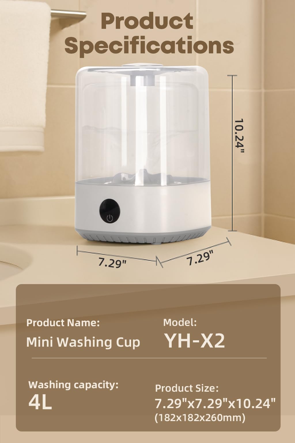 Portable Mini Washing Machine, 4L Washing Machine Cleaning for Underwear, Rechargeable Cordless Compact Washerfor Singles, Apartments RV, Underwear Laundry Washer