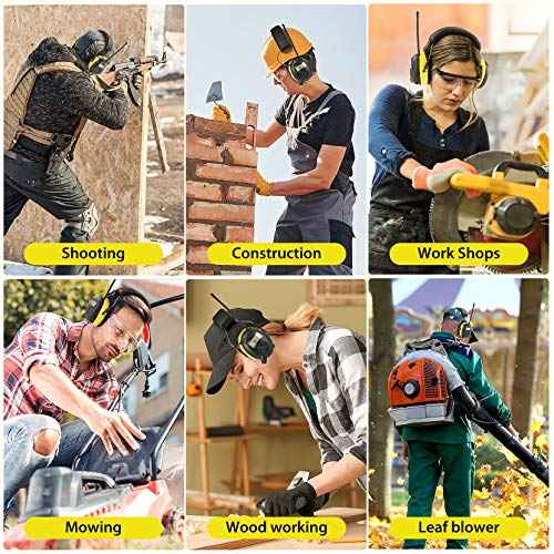 BJKing AM/FM Radio Headphones with Digital Display, 30dB AM FM Hearing Protection Safety Ear Muff, Ear Protection Headphone for Mowing, Landscaping, Shooting and Construction Black-Green