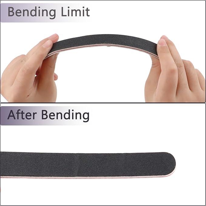 24 Pack Professional Emery Boards - 100/180 Grit Nail File Pack for Acrylic and Natural Nails, Black