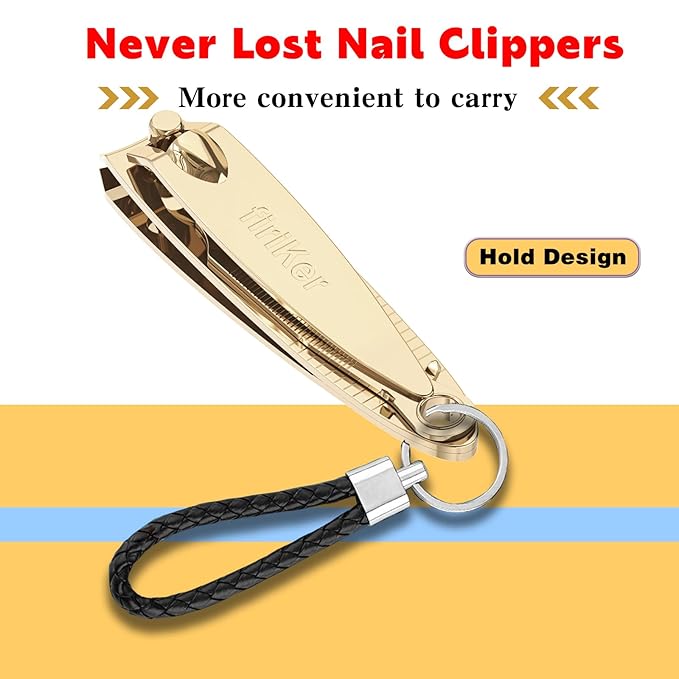 Nail Clipper Set, Sturdy Stainless Steel Fingernails & Toenails Clippers & Nail File, Sharp Effortless Fingernail Toenail Trimmer, Portable Nail Cutter for Women Men(Golden)
