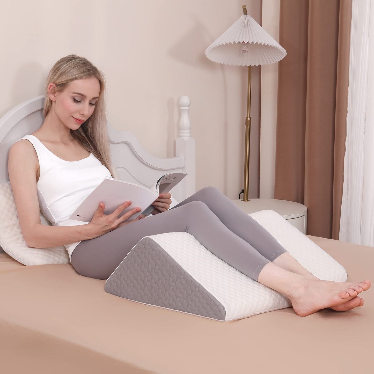 Forias Memory Foam Leg Wedge Pillow â 8" Triangle Design for Relaxed Sleeping Comfort