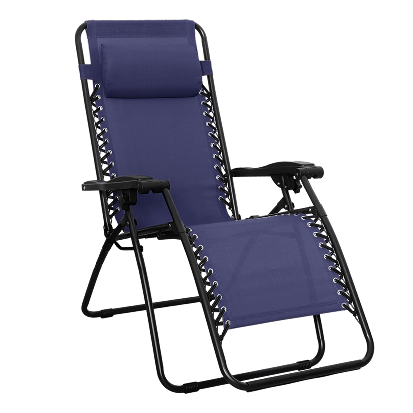 Amazon Basics Outdoor Portable Zero Gravity Reclining Lounge Chair with Headrest Pillow, Textilene, Lightweight, 26", Blue