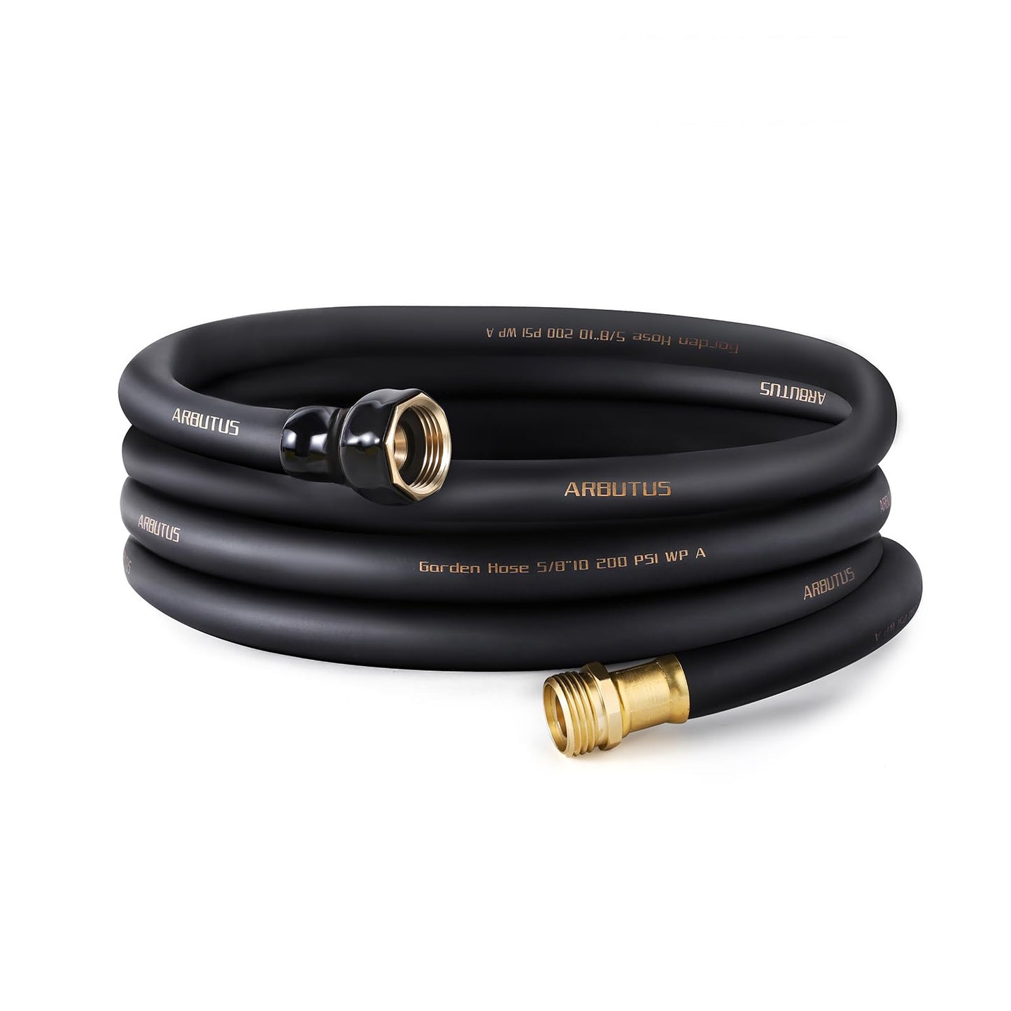 Garden Hose 5/8" x 25ft Brass Rubber Heavy Duty Water Hose 600 PSI Burst Pressure, Durable Flexible Hose for Yard, Car Wash, Pets Black