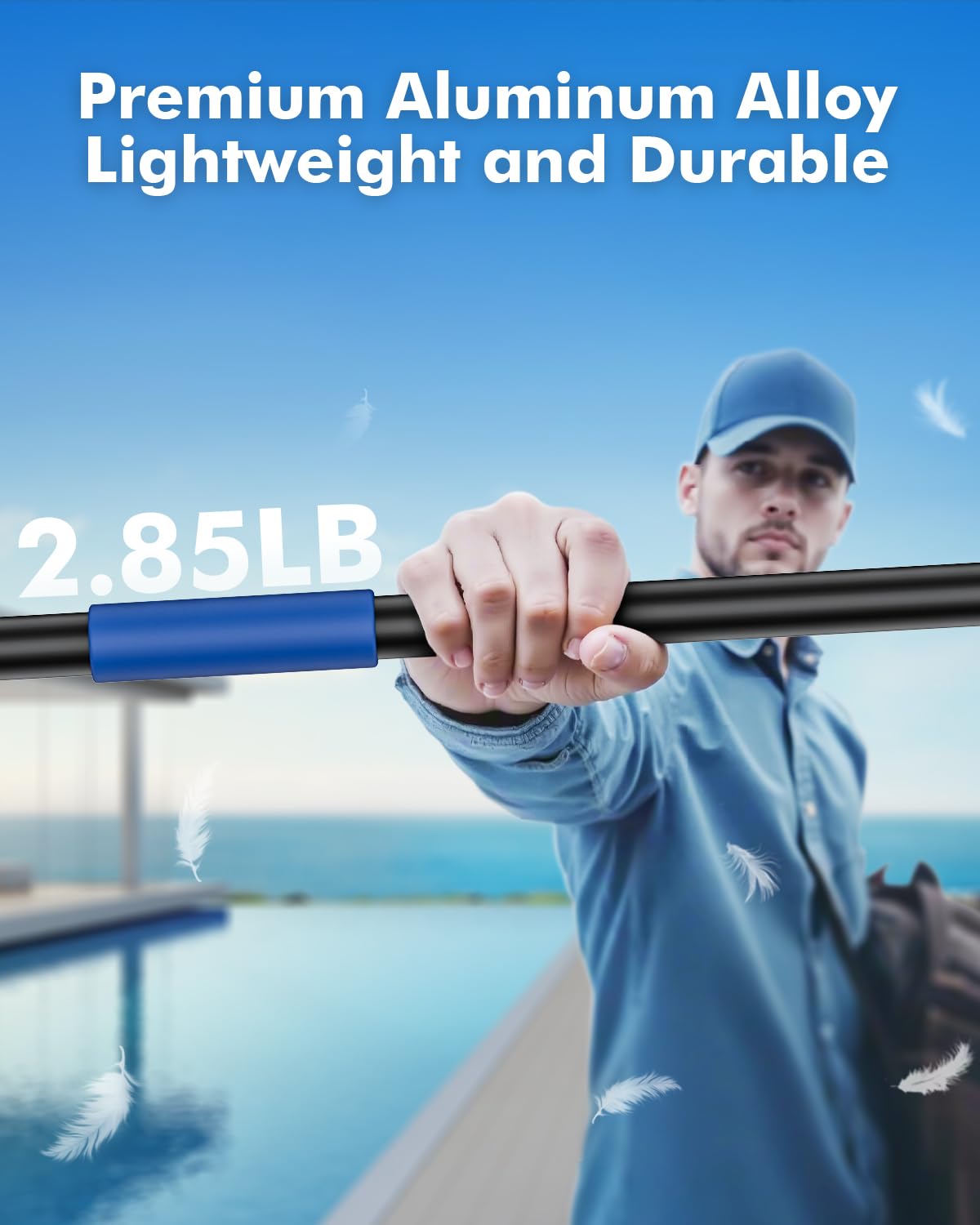 Pool Pole Telescopic 16FT Heavy Duty Upgraded Aluminum, 16 Ft Extension/Extendable Telescoping Tool for Above Ground/Inground Swimming Cleaning Supplies Accessories, Leaf Skimmer/Brush/Net/Vacuum/Mesh