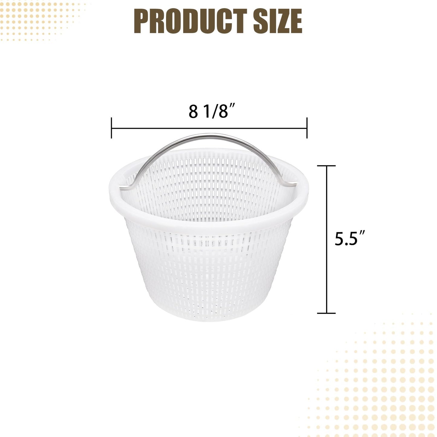 Verplexter Handle Basket Replacement Bermuda Gunite Pentair 516112,Compatible with Waterway Skimmer Basket 542-3240/542-3240B for Renegade Skimmers Pool Basket, Stainless Steel Handle