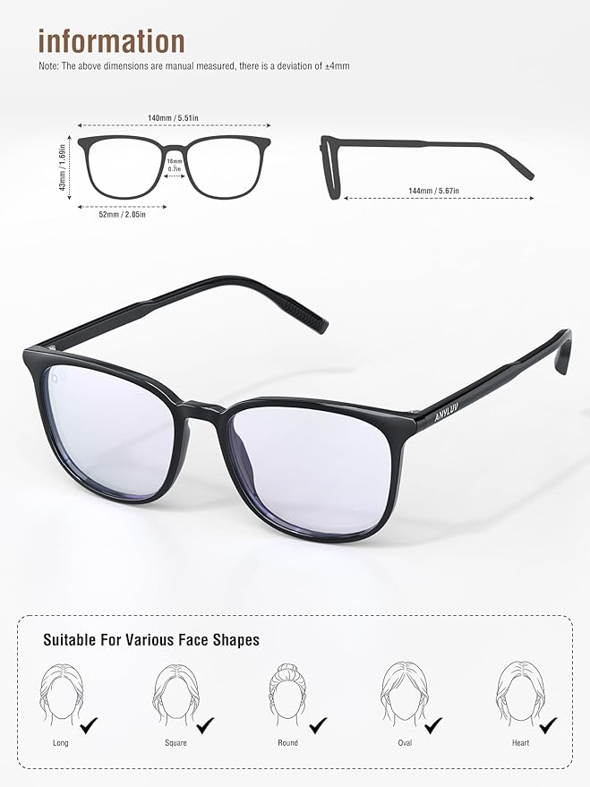 ANYLUV Blue Light Glasses for Woman Men, Womens Blue Light Blocking Glasses Computer Glasses Anti Eyestrain