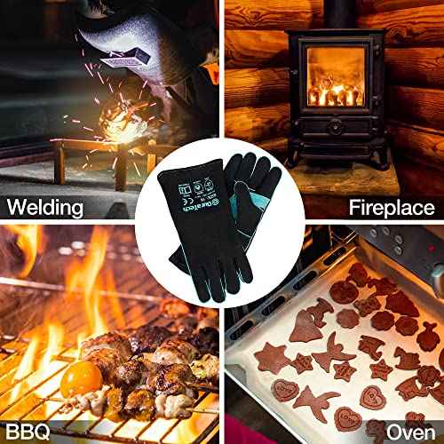 DURATECH Welding Gloves, 16¡ÈLong Sleeve Fireplace Gloves with Kevlar Stitching, 932¢µ Heat/Fire Resistant Cow Leather Gloves, Carbon Fiber Lining, for Mig, Tig, Stick, Forge, BBQ, Grill, Fireplace