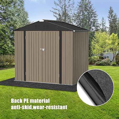 8x6.2 FT Outdoor Storage Shed Mat-Waterproof Dustproof Outdoor Carport Mat- Backing Prevents Liquid Penetration£¬Anti-Slip Patio Furniture Floor Mat for Protect Storage Shed Floor£¬Grey