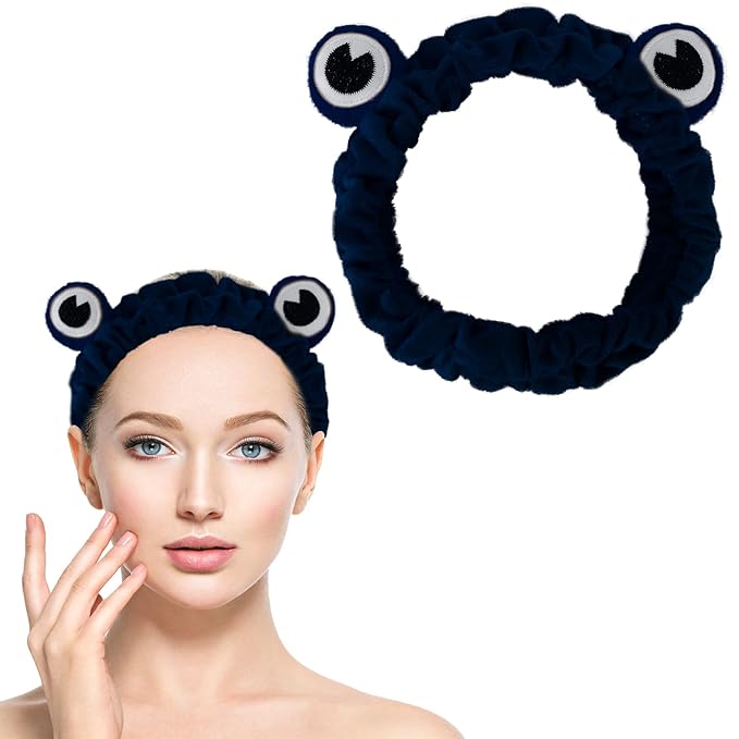 Jowmoy blackish green Frog Eye Elastic Headband - Versatile for Spa, Skincare, Makeup, Face Wash, Fun Gift for Women (1 Pack)