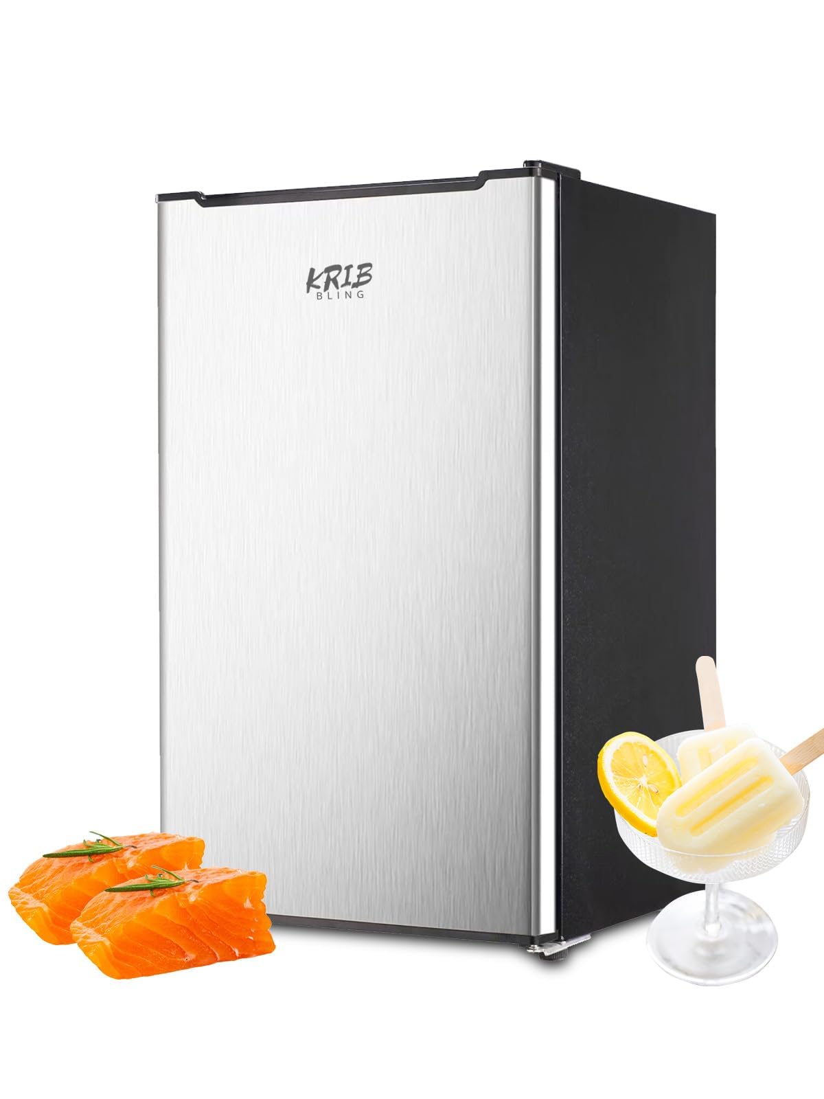 Compact Upright Freezer 3.0 Cu.ft Removable Shelves Mini Freezer Low Energy Single Door Refrigeratorfor for Bedroom, Office, Kitchen, Apartment, Dormï¼Silver