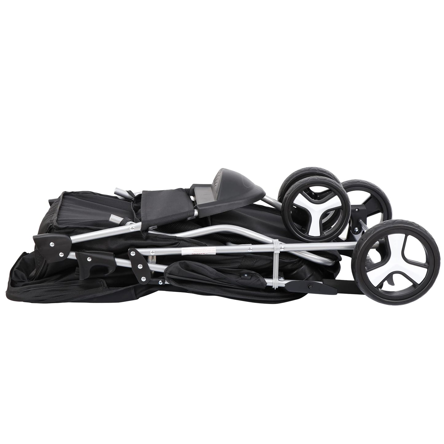 ZENY Foldable Pet Stroller, Cat/Dog Stroller with 3 Wheel, Pet Strolling Cart, Dog Travel Carrier with Storage Basket + Cup Holder, Black