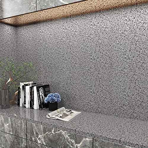 Yenhome Black Granite Contact Paper for Countertops Waterproof Granite Countertop Contact Paper Self Adhesive Marble Counter Top Covers for Kitchen Island Bathroom Cabinets Granite Wallpaper 17.7"x80"