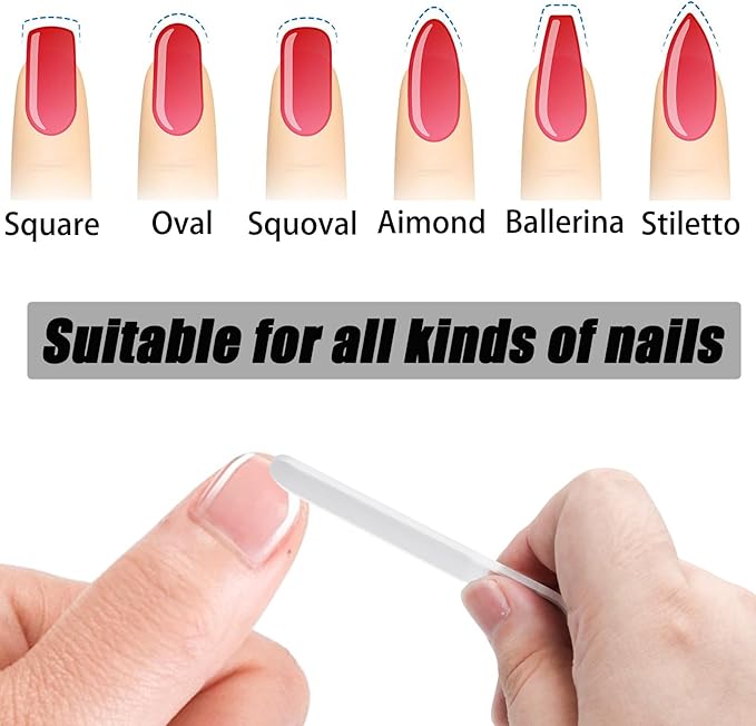 Pine & Linen 8 Pcs Nano Nail File, Glass Fingernail Polisher Shiner Glass Nails Buffers, Crystal Nail Files for Nails/Women(Style-2)