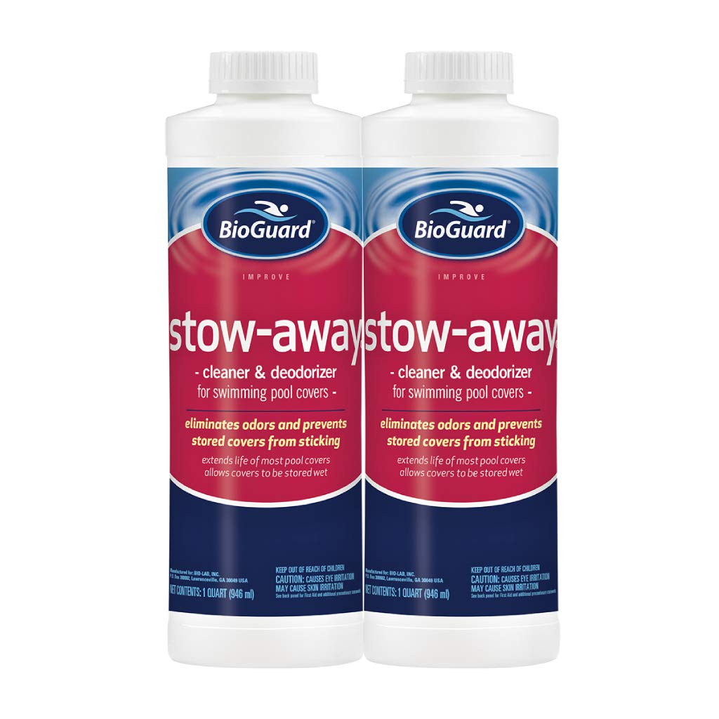 BioGuard Stow Away, 1 qt, Pack of 2, Cleaner & Deodorizer for Swimming Pool Cover, Eliminates Odors, Aids in Stain and Soil Removal, Extends Life of Pool Covers