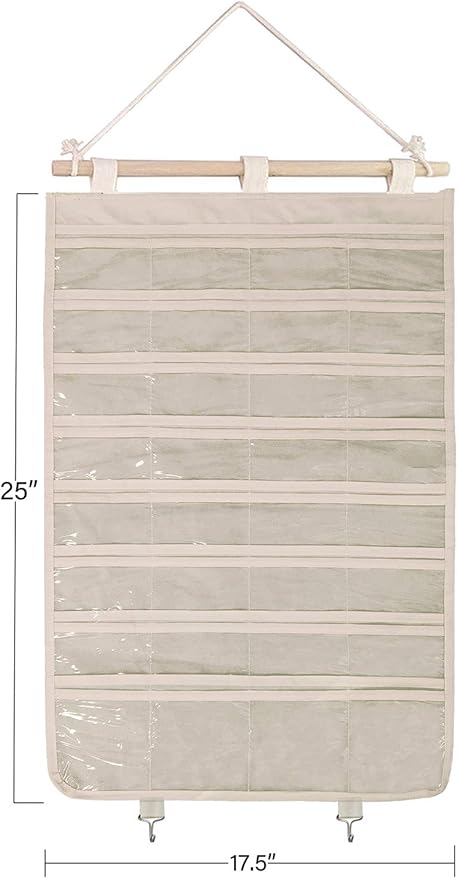 BB Brotrade Hanging Jewelry Organizer,Accessories Organizer,32 Pocket Organizer for Holding Jewelries (Beige-32 Pockets)