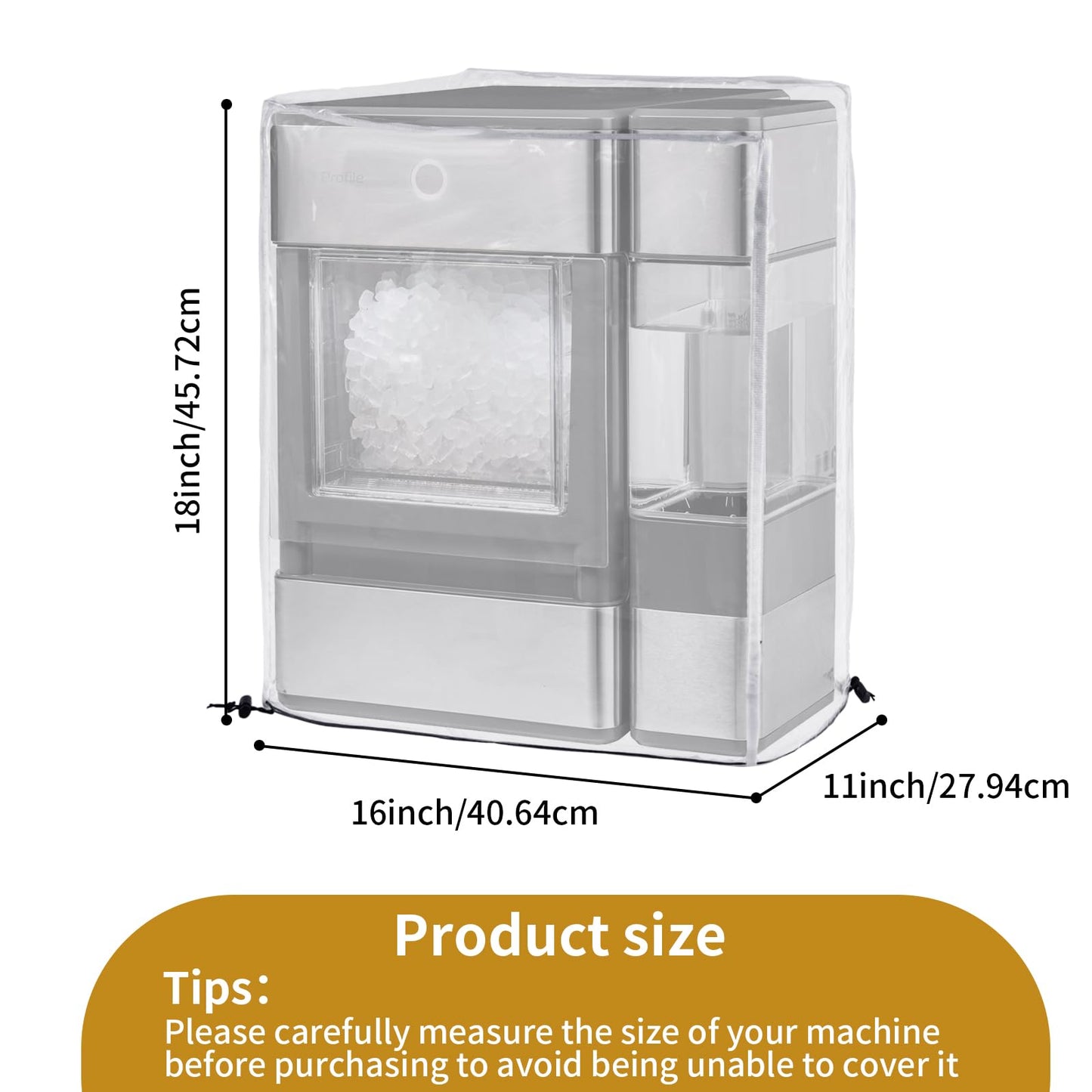 Ice Maker Cover,PVC Ice Machine Dustproof Cover,Waterproof Shield for Countertop Appliances in Home Garage and Office,Protective Cover for Portable Ice Makers/Ice Cube Maker