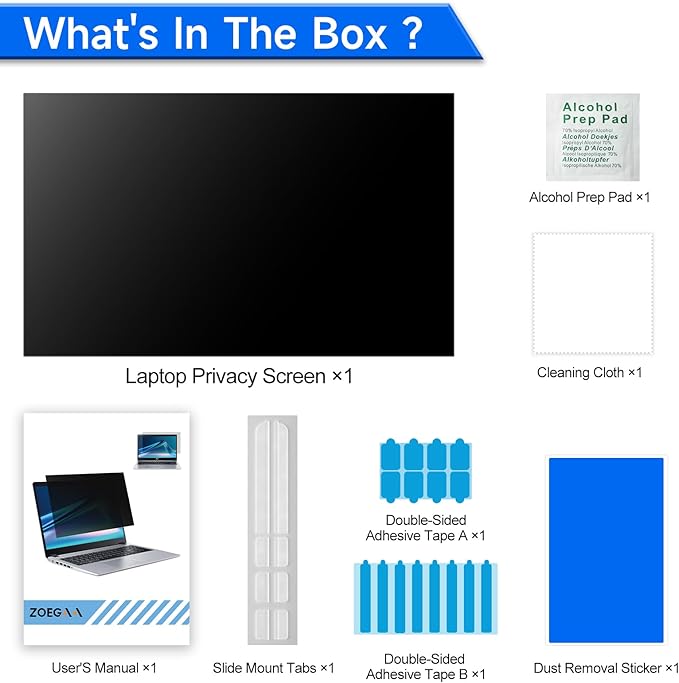 ZOEGAA 4-way 360°Laptop Privacy Screen For 14 Inch 16:9 Computer, Removable Privacy Screen For Laptop Monitor, Anti Glare And Blue Light, Compatible With HP Dell Lenovo Asus Samsung Acer Thinkpad