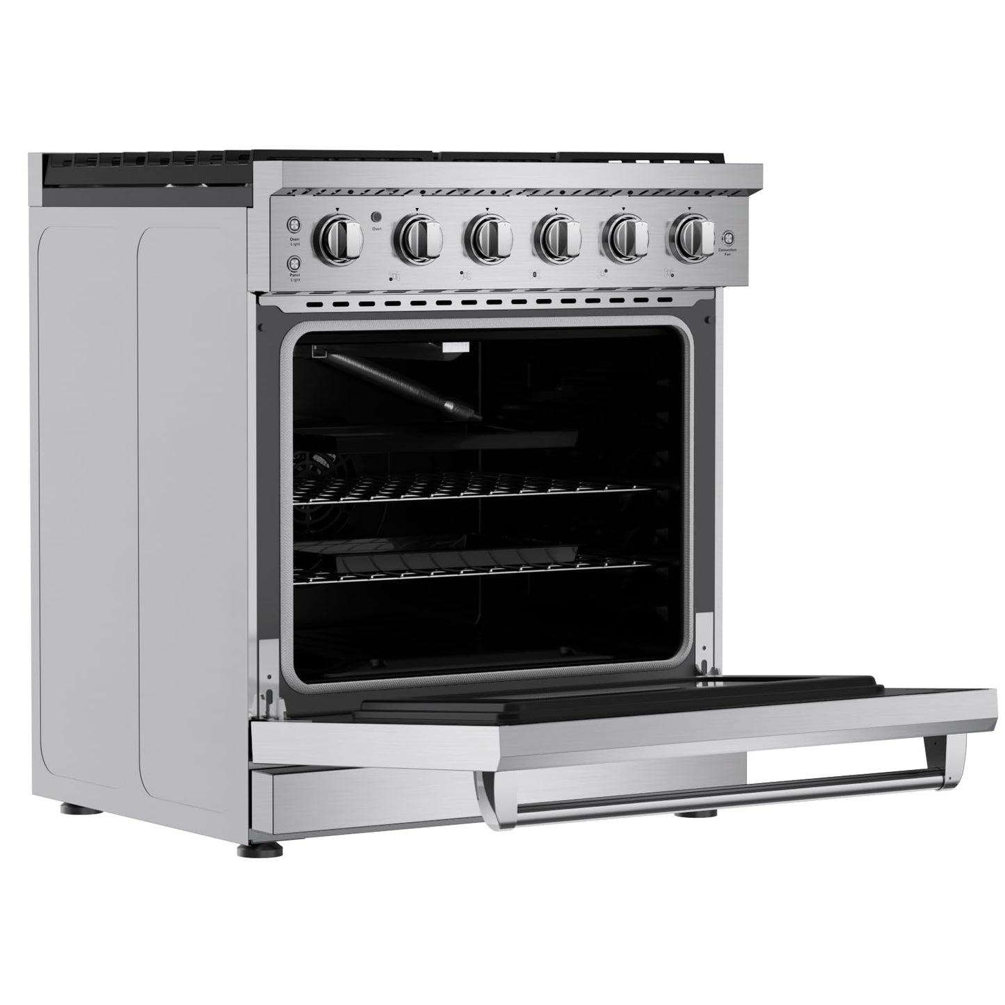 Empava 30 Inch Gas Range with True Convection, 4.55 Cu. Ft Oven, 18,000 BTU Power Burner for Searing, 5 Sealed Burners Cooktop, Convertible NG/LP, Stainless Steel, CSA Certified