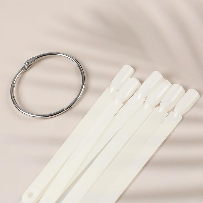 BQAN 200 Pcs Nail Swatch Sticks with Ring, Nails Art Display/Nail Practice Sticks for Home or Salon Use, 4 Pack Number Stickers