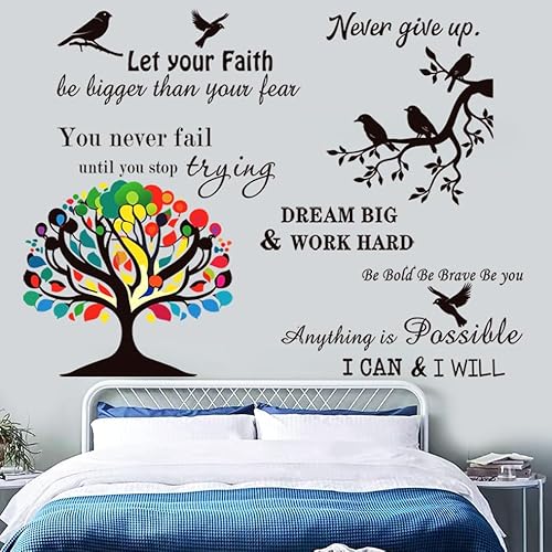 Vinyl Wall Stickers Inspirational Saying Wall Decals Motivational Quote Stickers Peel and Stick Positive Wall Stickers Quotes Wall Decor for Living Room Bedroom Office School Dorm Home D?cor.