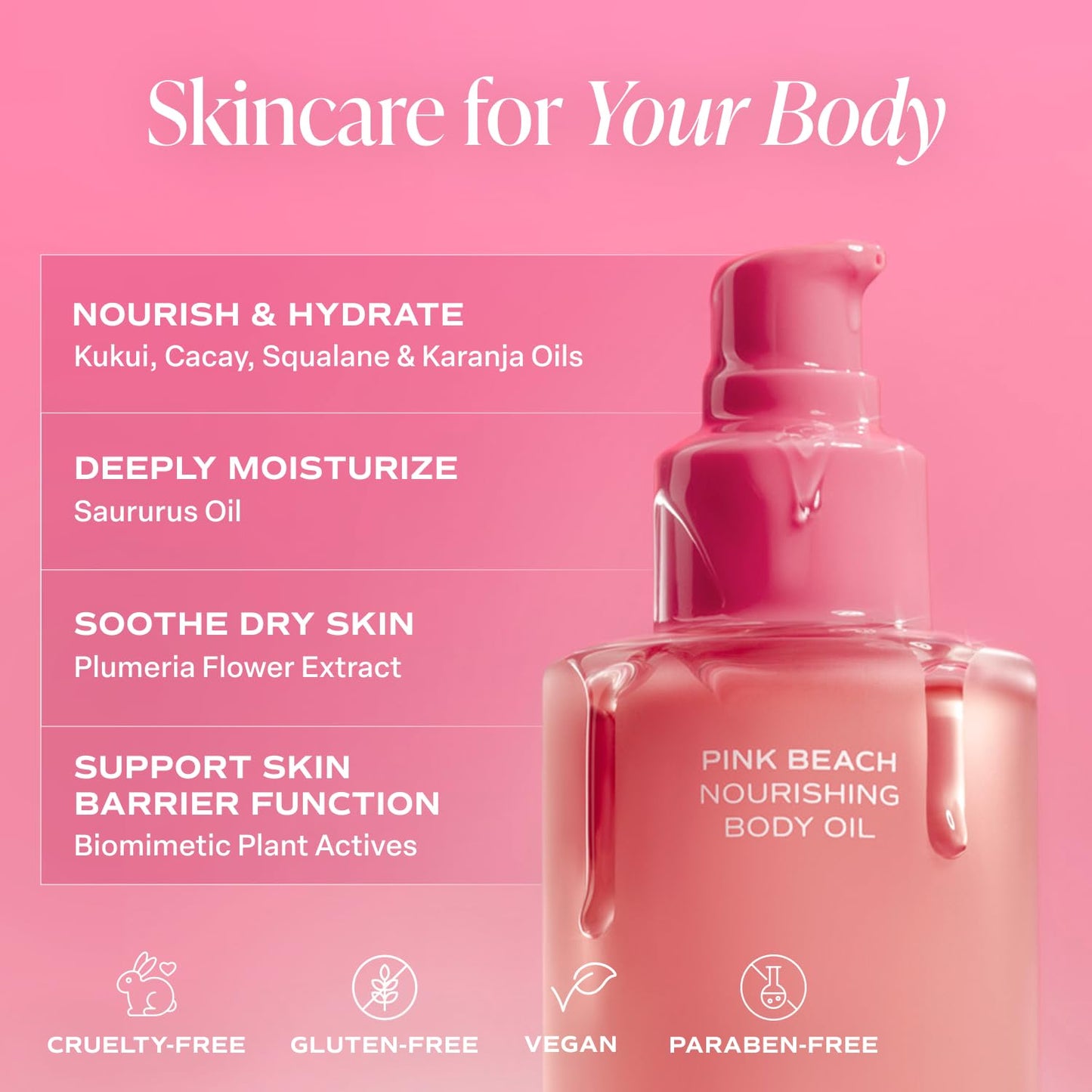 Saltair Body Oil – Silky After Shower and Bath Dry Oil for Women and Men – Non-Greasy, Well-Absorbing Moisturizer for Hydrating Dry Skin – Pink Beach Scent, 4oz