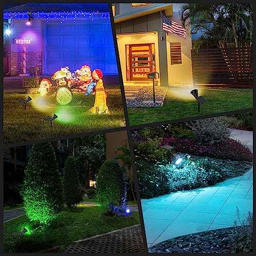 Solar Spotlights Outdoor Color Changing, 180¡ÆAdjustable Flag Pole Lights, IP67 Garden Lights Solar Powered Waterproof, Wall Lights for Garden Pool Area Pond, Landscape Solar Light for Yard