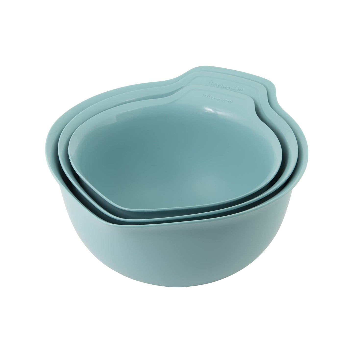 KitchenAid Universal Nesting Plastic Mixing Bowls with Non Slip Base and Pour Spout, Dishwasher Safe, Set Of 3, 2.5 quart, 3.5 quart and 4.5 quart, Aqua Sky