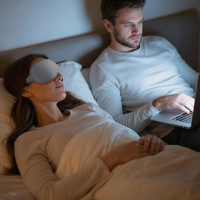 Sleep Mask for Men Women - 100% Blackout Cooling Eye Masks for Sleep - 3D Sleeping Mask for Side Sleepers - Zero Pressure Lash Extensions Eye Cover Shade for Airplane Travel Essentials, Grey