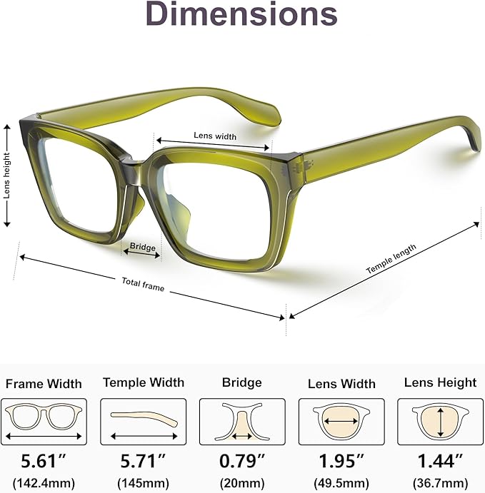 VISOONE Chunky Square Blue Light Blocking Glasses with Anti Computer Glare for Working Women Men MONTANA