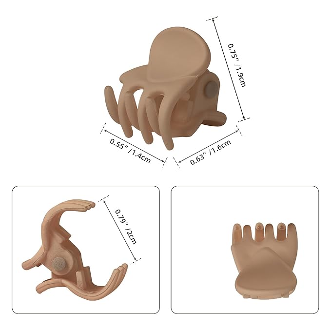 YOHAMA 36 pcs Khaki Mini Hair Clips, Durable and Strong Tiny Hair Claw Claw Clips for Women and Men, Multifunction Matte Hair Claw Good for Decroation Buns, Pining Bangs, Design Kids Hairstyles.