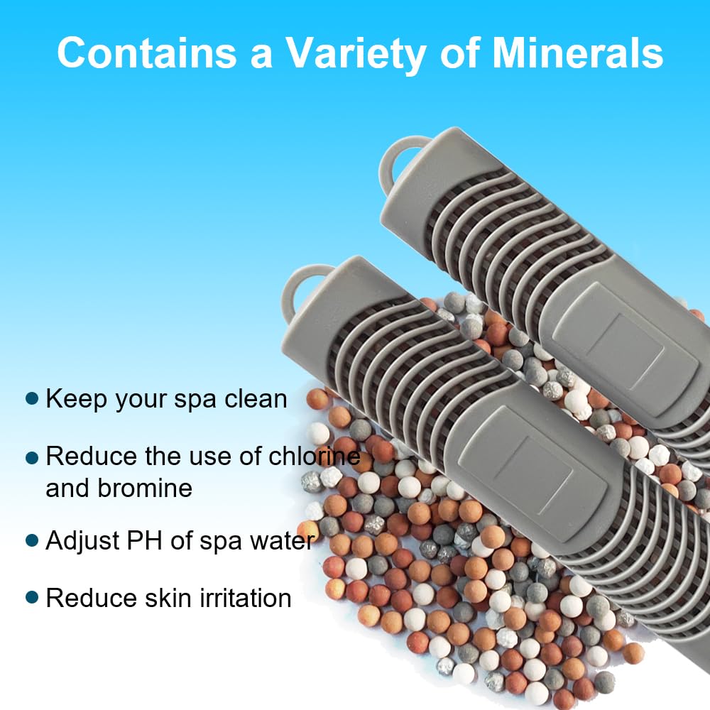 Joepoe Hot Tub Silver Ion Cartridge for Hot Springs Spa- Hot Tub Silver Ion Cartridge Keeps Spa Water Crystal Clear, Spa Mineral Sticks for Hot Tub, Each Filter Last 4 Months (4-Pack, Grey)