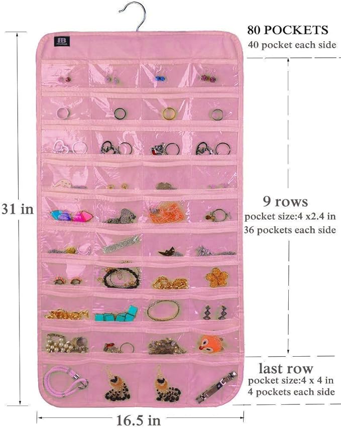 BB Brotrade Hanging Jewelry Organizer,Accessories Organizer,80 Pocket Organizer for Holding Jewelries