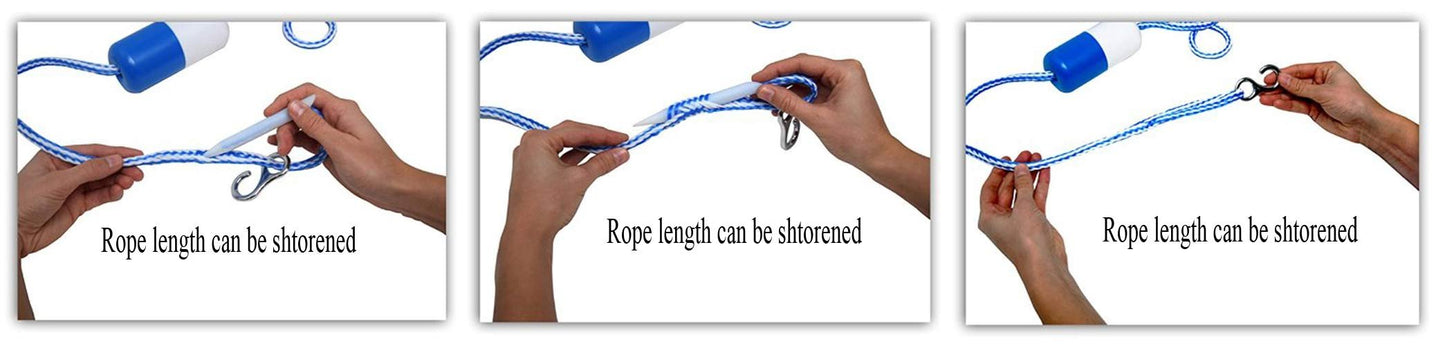 ATIE 18' Swimming Pool Safety Divider Rope and Float Line with 2 Pre-Assembled Stainless Hooks and 7 Bi-Tone Floating Buoys for Effective Visibility (18 FT)