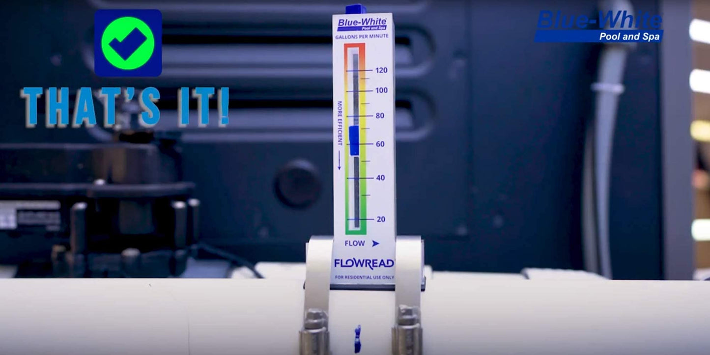Blue-White FLOWREAD® R-320, 20-120 GPM, Acrylic Flow Meter for 2" ID Pipe, accurate flow rate measurement for residential swimming pools