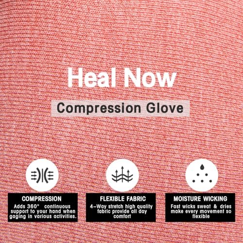 2 Pairs Arthritis Compression Gloves for Women Men, Fingerless Breathable & Moisture Wicking Compression Gloves for Relieving Carpal Tunnel Aches, Rheumatoid Pains, Joint Swell Pink S