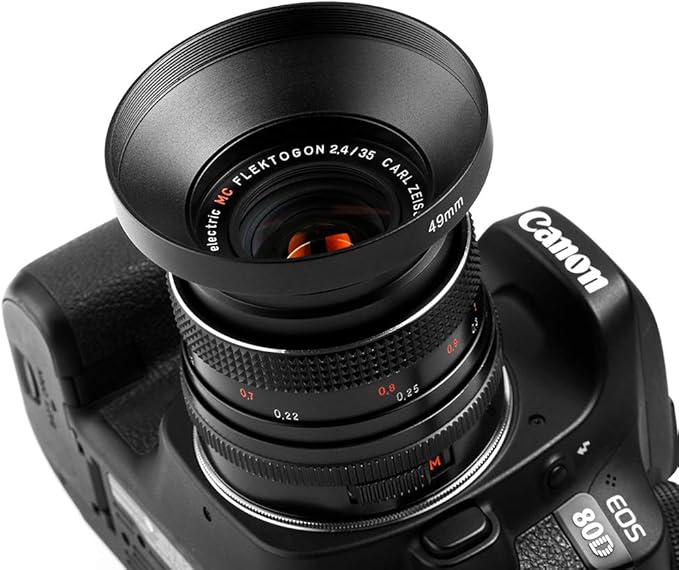 52mm Wide Angle Lens Hood,Universal Metal Lens Hood Sunshade with Centre Pinch Lens Cap for Canon Nikon Sony Pentax Olympus Fuji Camera +Microfiber Cleaning Cloth