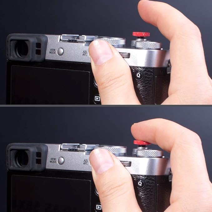 Metal Soft Shutter Release Button,Delicate Camera Shutter Button Knurled Shape Red(2-Pack)