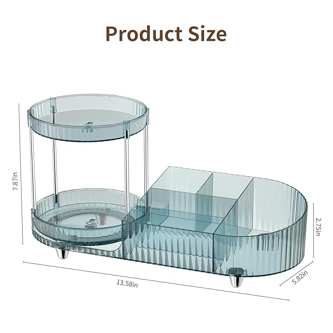 Rotating Makeup Organizer for Vanity, 2 Perfume Trays with 5 Compartments Cosmetic & Skincare Storage, Space-Saving Beauty Organizer, Multi-Purpose Countertop Organizers for Bathroom, Desktop, Pantry