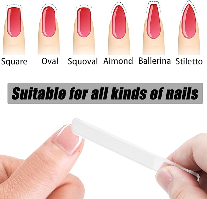 Pine & Linen 8 Pcs Nano Nail File, Glass Fingernail Polisher Shiner Glass Nails Buffers, Crystal Nail Files for Nails/Women(Style-1)