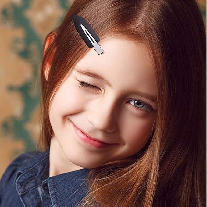 6 Pieces No Bend Hair Clips, No Crease Hair Clip for Hairstyling, Makeup Clips for Women and Girls Christmas Gifts (Black)