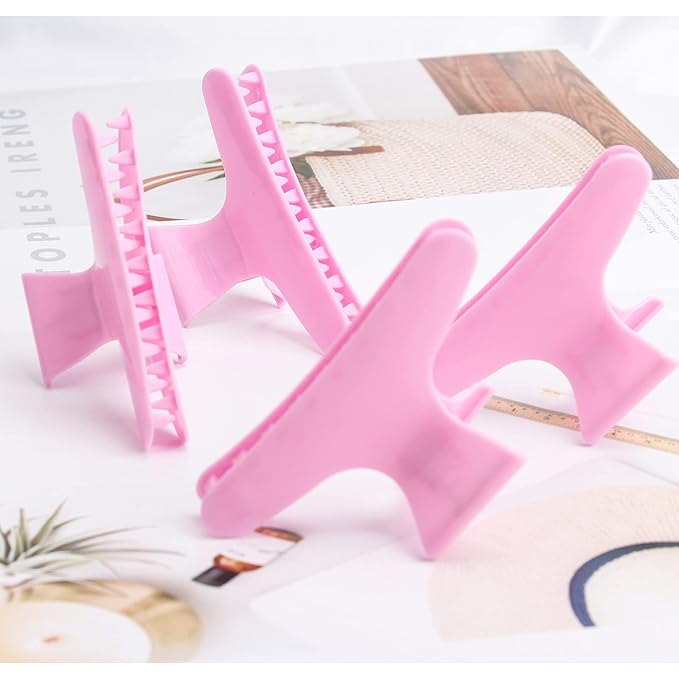 Ondder 12 Pack PInk Butterfly Hair Clamps Clips Hair Claw Clips Pro Salon Clip for Styling, Sectioning, Cutting, Coloring Hair Clips Hairdressing Salon Tool Hair Accessories for Women Girls