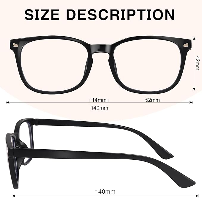 Blue Light Glasses for Woman Men | 99% Blue Light Blocking Glasses | Computer Glassess | Gaming | TV Phone Screen Reader Square Frame | Anti Eyestrain & UV Glare,3 Pack