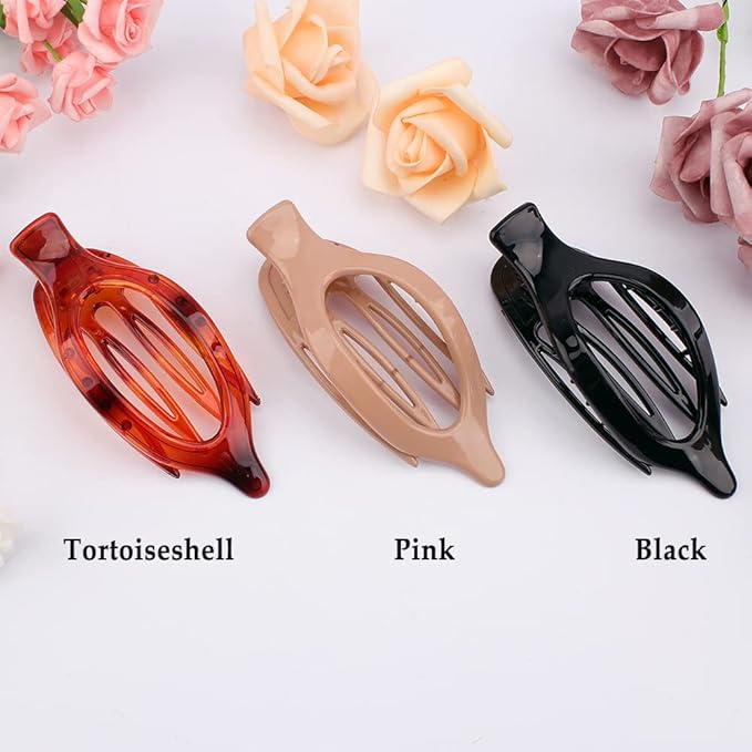 Flat Alligator Hair Clips 3Pcs - 4.52" Duck Billed Medium Hair Claw Clips and Barrettes, Hair Accessories Clamps Jaw Clips Gifts