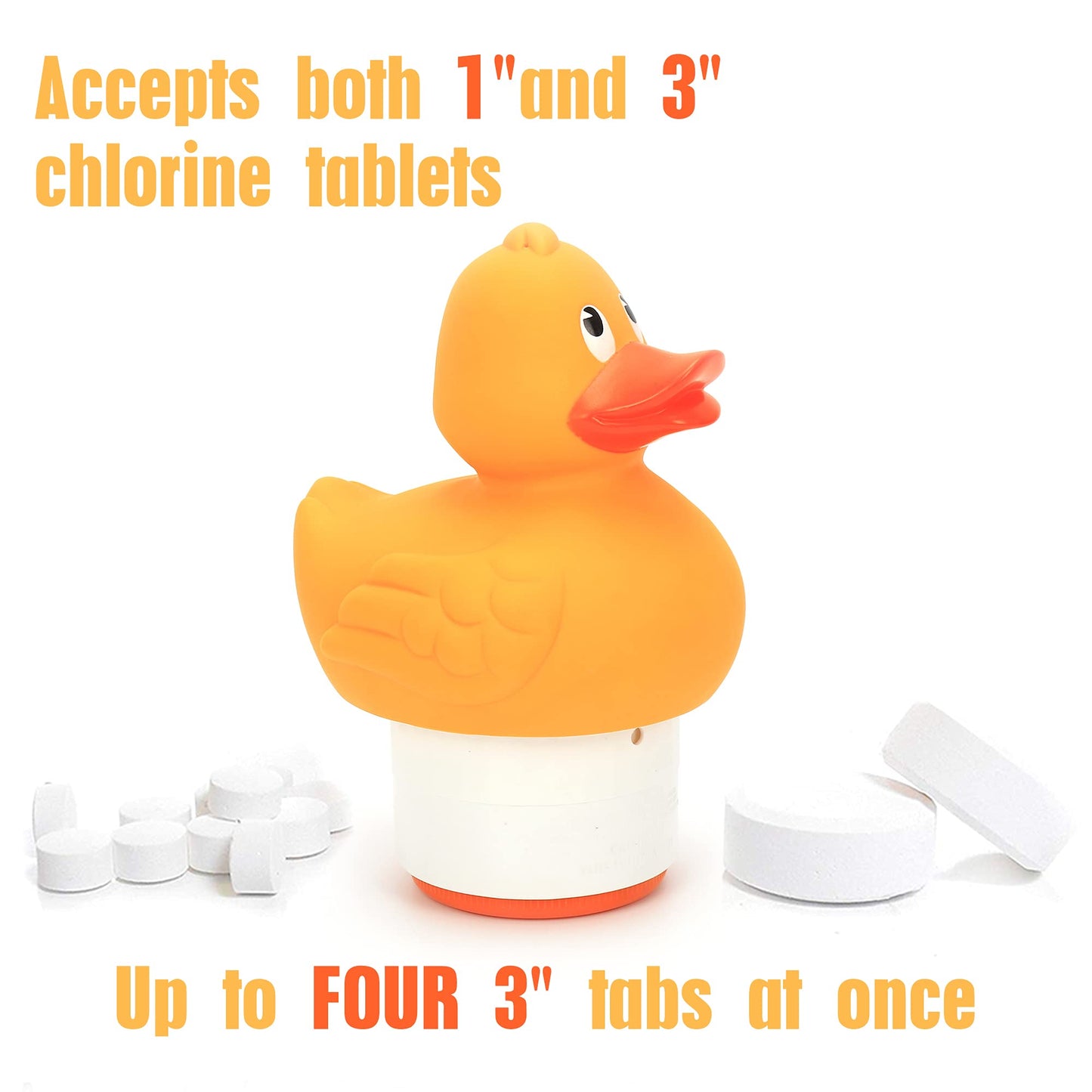 XY-WQ Chlorine Floater, Floating Pool Chlorine Dispenser (Duck), Fits 1 and 3 Inch Tablets for Large and Small Pools, Hot Tub, Spa