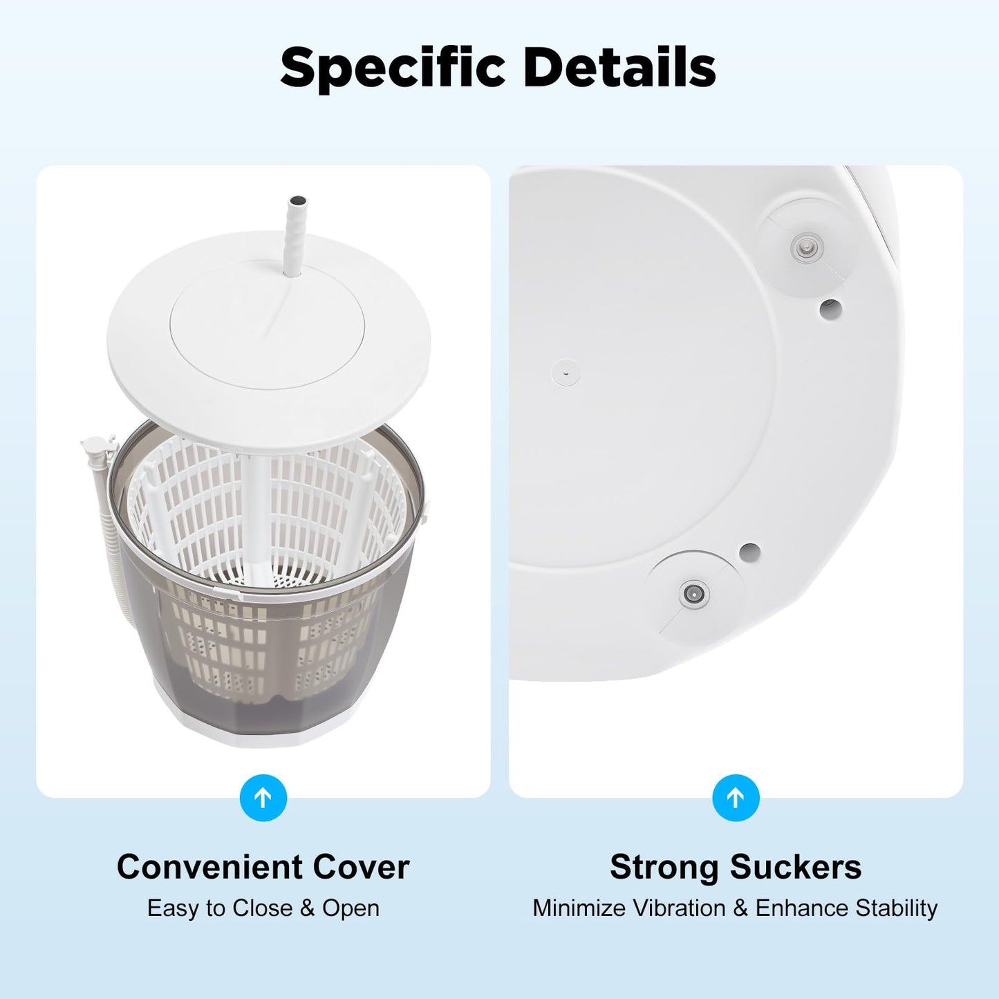 Hand Crank Washing Machine, 2 in 1 Non-Electric Washer Manual Traveling Outdoor Washing Machine Grey Mini Compact Washer Spin Dryer for RV Travel