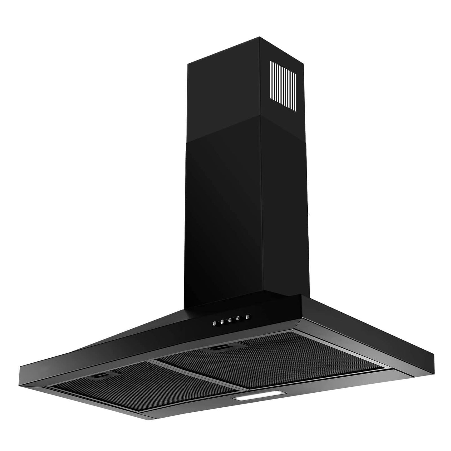 SNDOAS 24 inch Range Hood Black,Stainless Steel Chimney-Style Kitchen Hood, Ductless Stove Hood Vent with Energy Saving LED Light,Wall Mount Vent Hood, Push Button 3-Speed Exhaust Fan